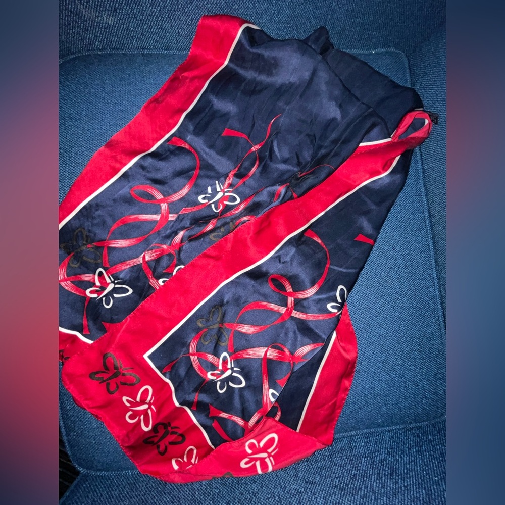 Weekenders 10th Anniversary SILK Scarf Butterfly Red White Blue